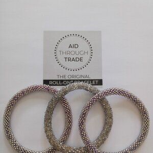 Fair Trade - Aid Through Trade - 3  Roll On Bracelets Glass Beads